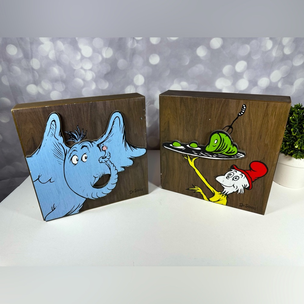 Dr. Seuss Designs Cat In The Hat “ Wood Plaque Green Eggs And Ham And Horton